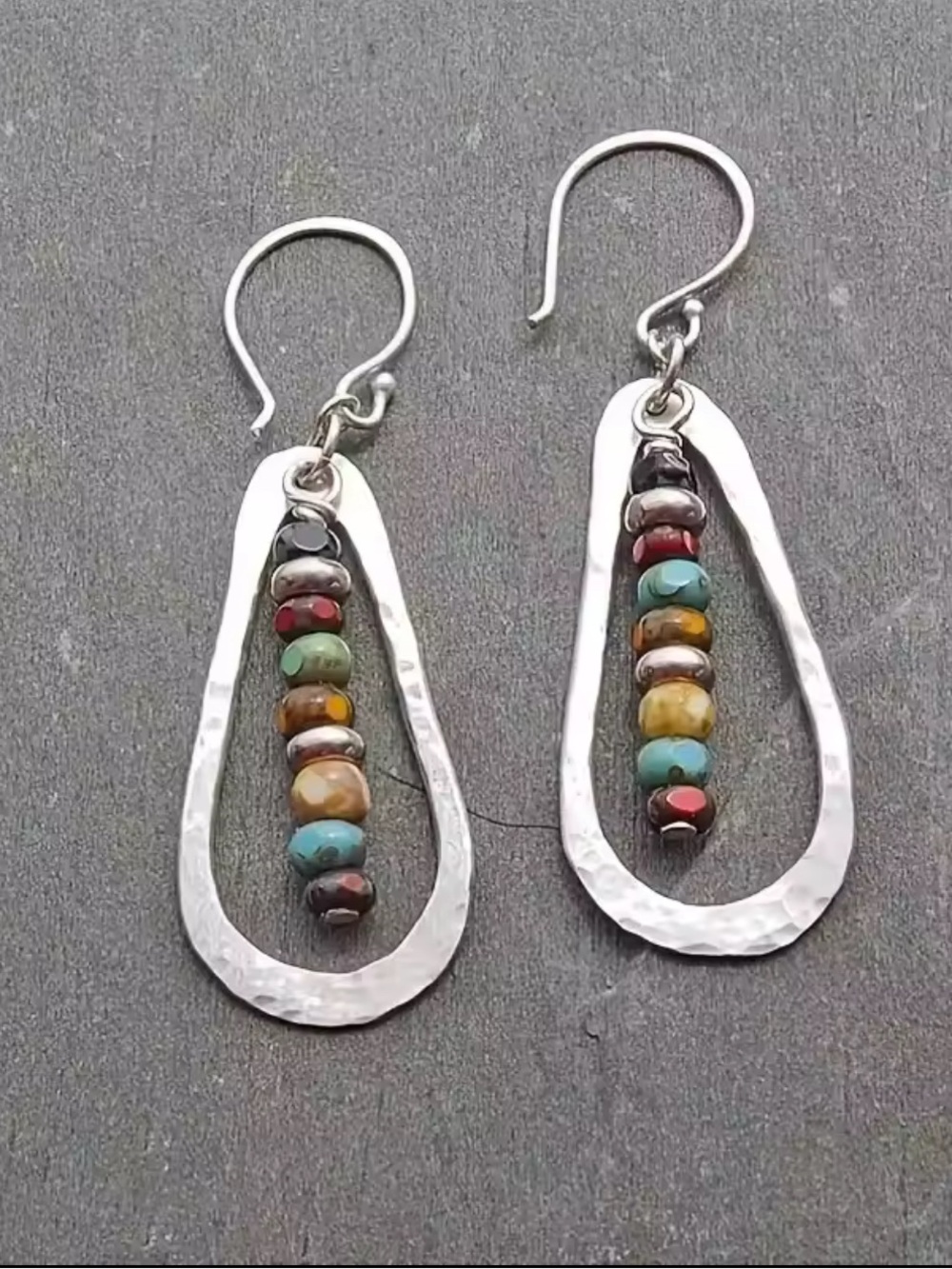 Boho Beaded Teardrop Earrings • Vintage Dangle Earrings